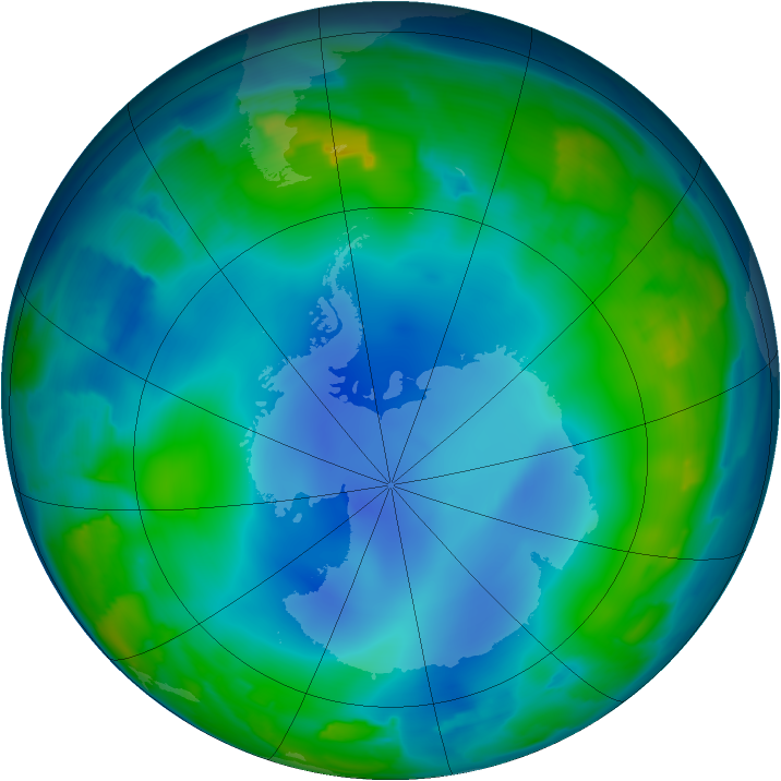 Antarctic ozone map for 21 June 2013
